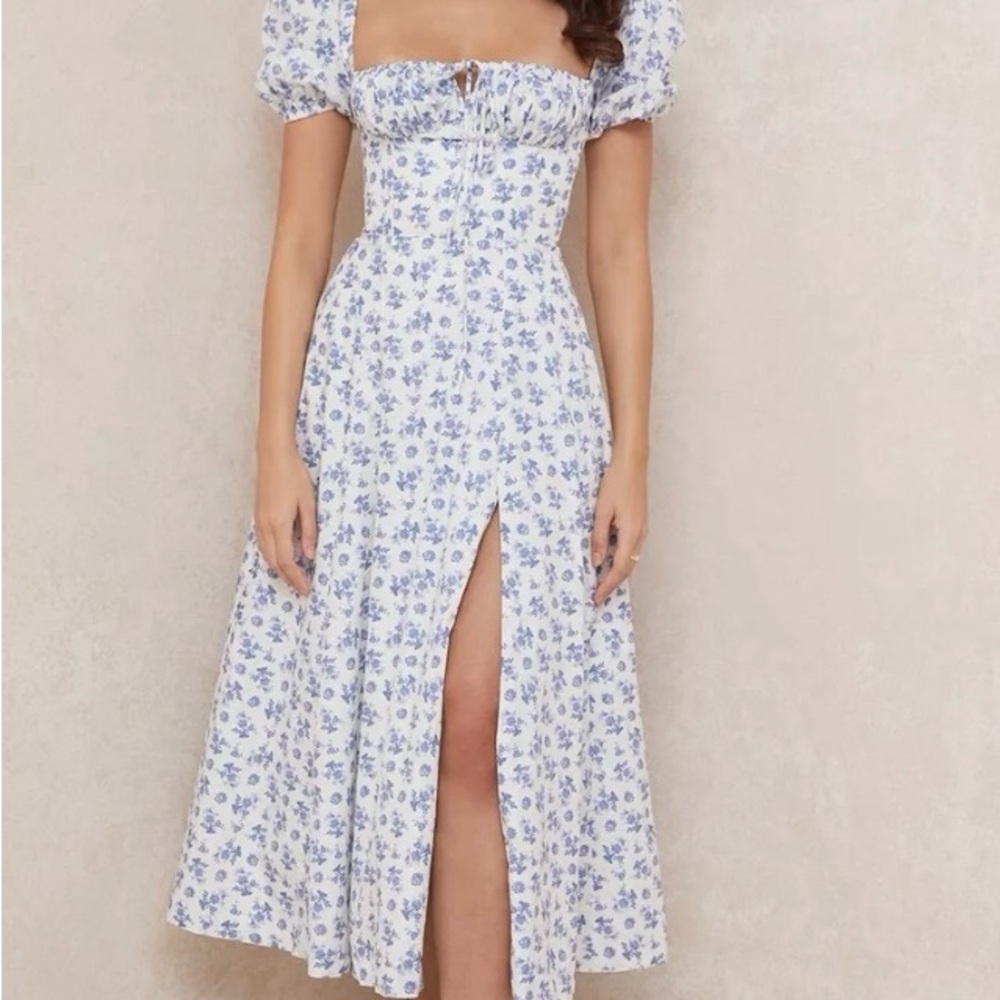 House of CB Blue and White Midi Dress, size :L+